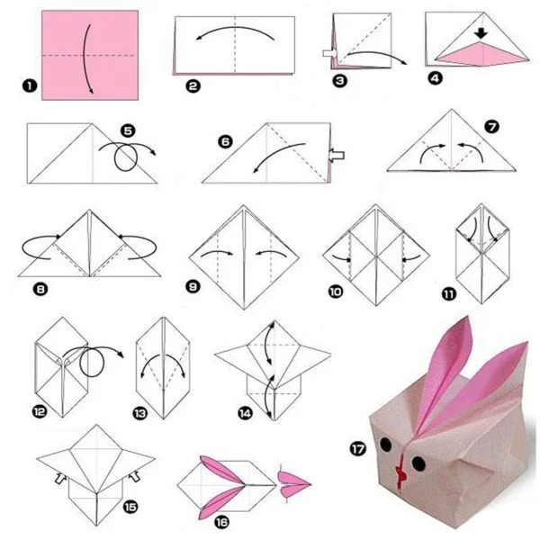 Origami Osterhase als Verpackung - Anleitung 