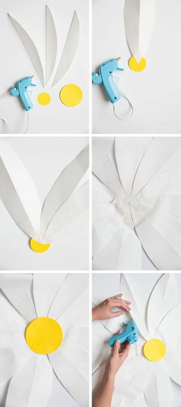 Anleitung für Frühlingsblumen aus Papier als Wanddeko 