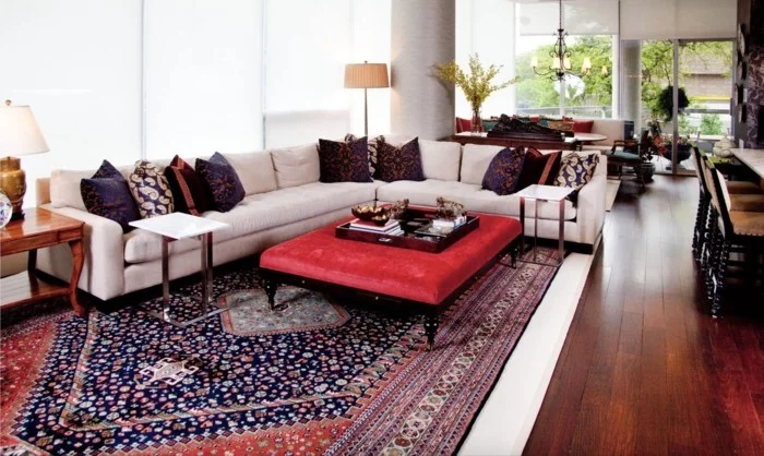 perserteppiche wohnzimmer einrichten textilien farbige akzente