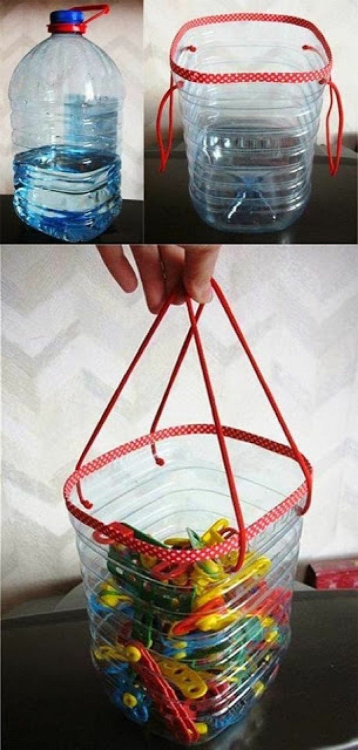 Recycling Basteln mit Plastikbechern was kann man au alten Plastikflaschen tasche