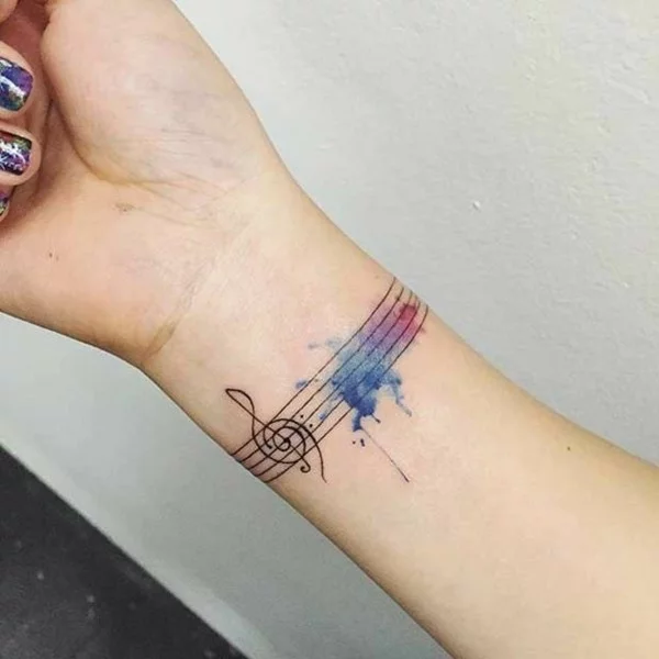 Aquarell Tattoo als Armband am Handgelenk 