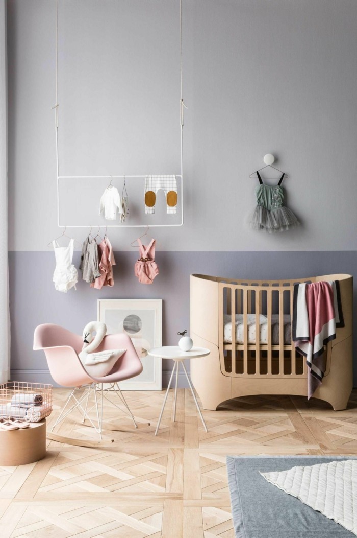 babyzimmer deko ideen mädchen schaukelstuhl schöner boden