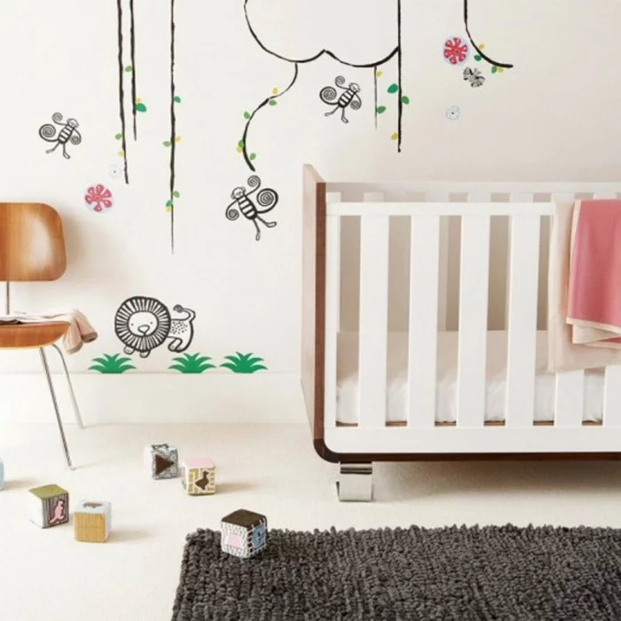 babyzimmer ideen modernes babybett dunkler teppich