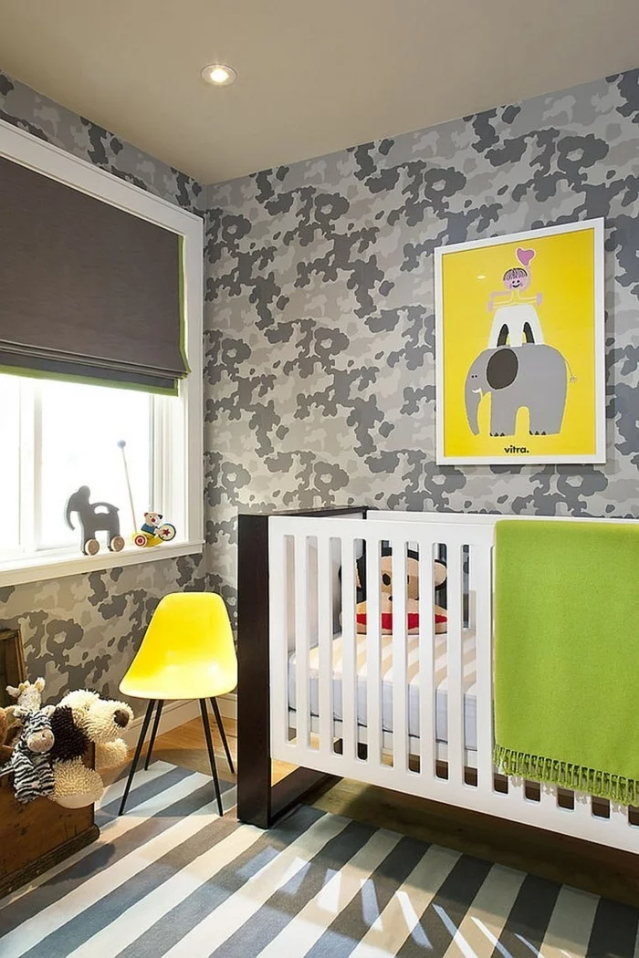 babyzimmer ideen modernes wanddesign streifenteppich frische akzente