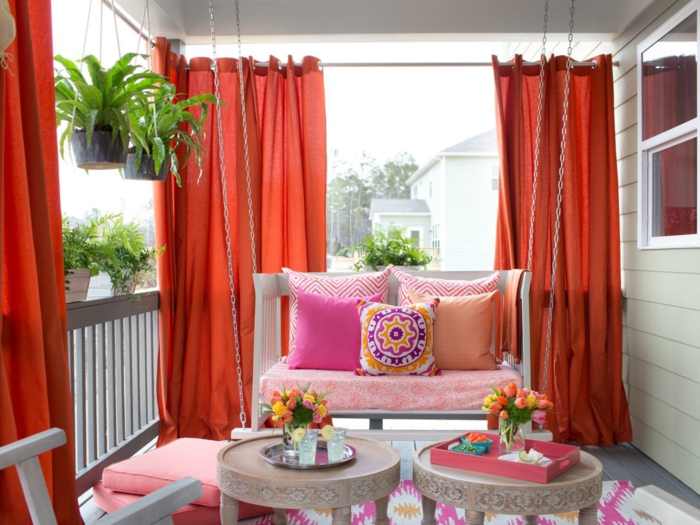 balkon ideen selber machen gartengestaltung terrassengestaltung praktische ideen rote gardinen