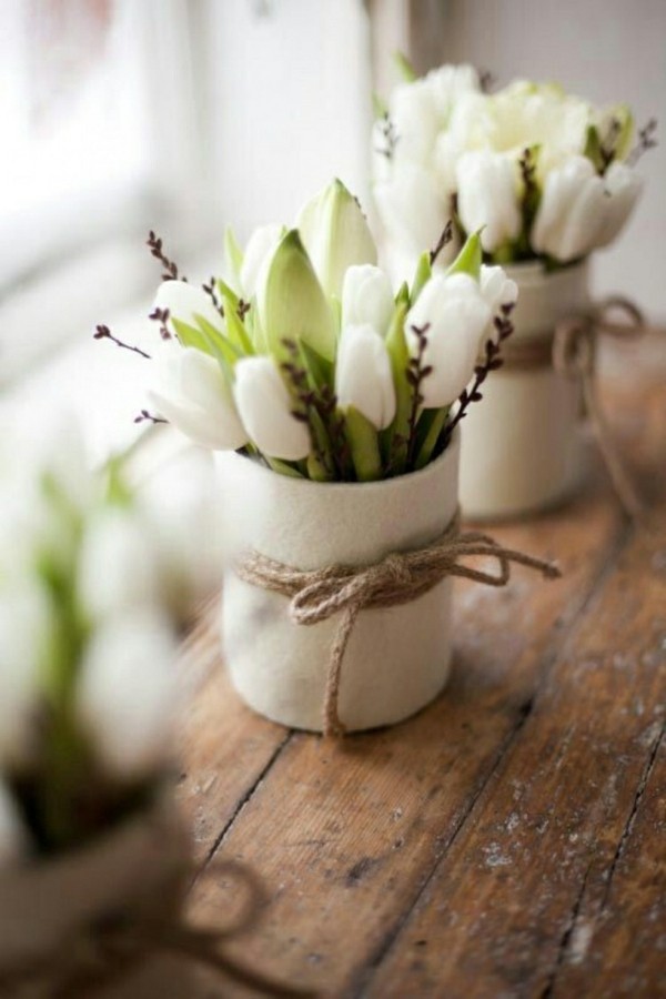frühlingsblumen deko rustikale dekoideen weiße tulpen