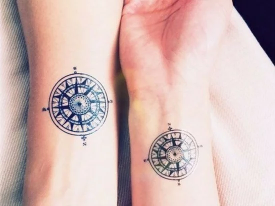 Kompass-Tattoo am Handgelenk 