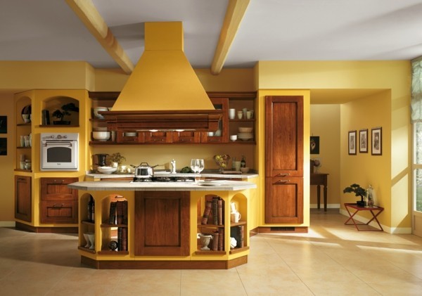 küchen inspiration braun gelb italienisches design
