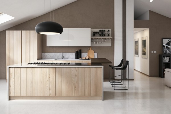 küchen inspiration modernes design helle kücheninsel dunkle oberfläche