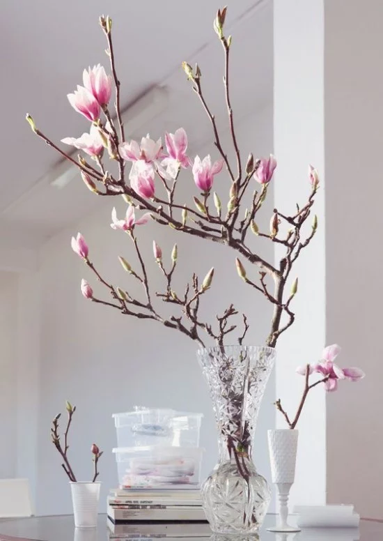 Magnolie Blüten Vase Deko