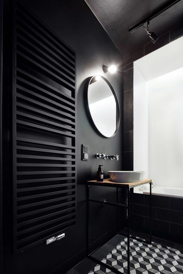 badezimmer schwarz kleines bad gestalten schöner boden