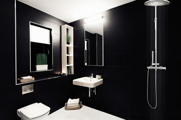 badezimmer schwarz weiß farbkontraste schaffen