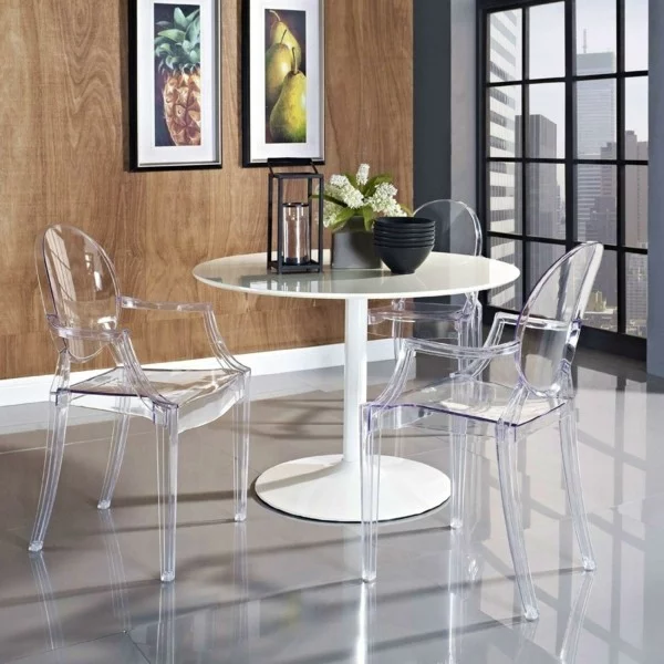 Esszimmerstühle mit Armlehne mit einem coolen transparenten Design 