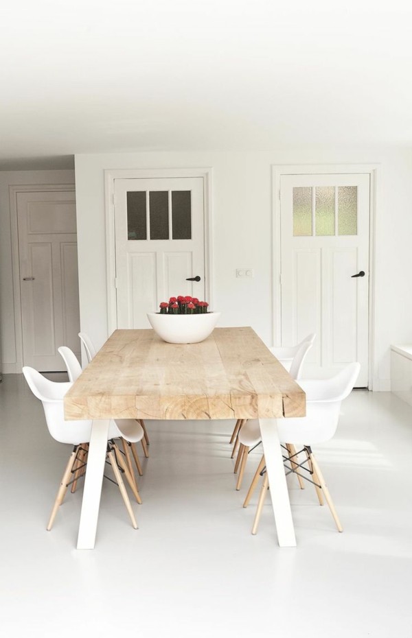 esszimmerstühle mit armlehne skandinavisches design weiß rustikaler tisch