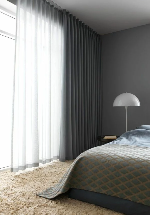 fensterverdunkelung schlafzimmer durchsichtige undurchsichtige gardinen kombinieren
