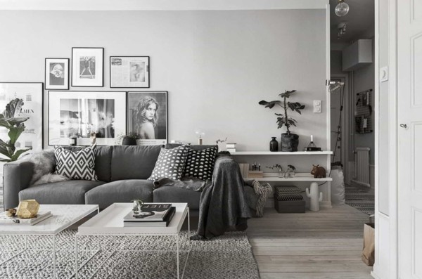 graues sofa wohnzimmer skandinavische einrichtung