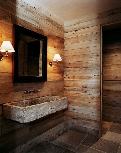 Holz im Bad im rustikalen Stil