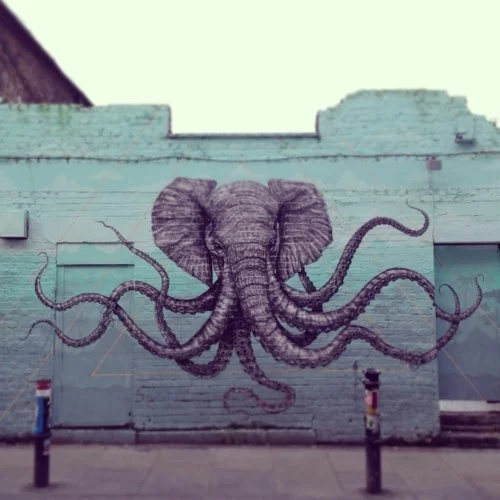 street art lustiger elefant