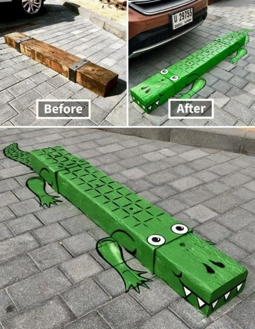 street art lustiger krokodil