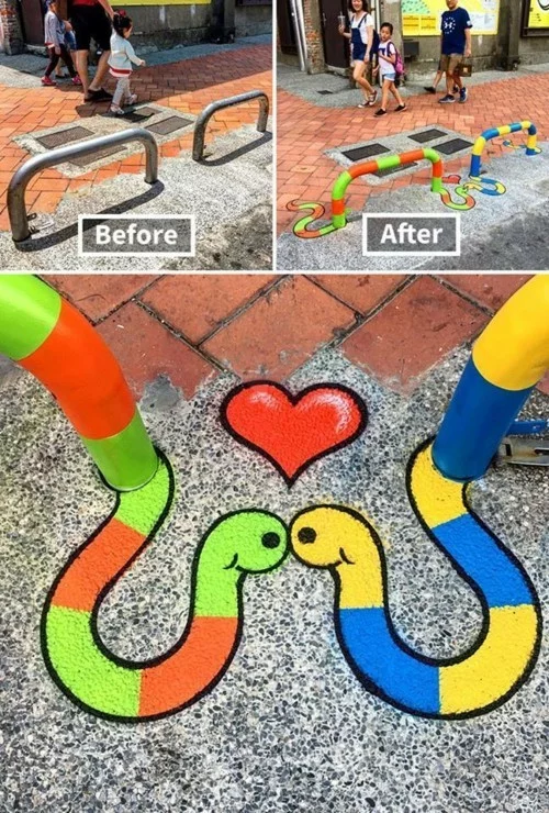 street art verliebte schlangen