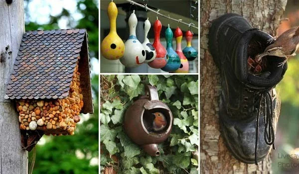 DIY Vogelhäuschen aus alten Gegenständen 