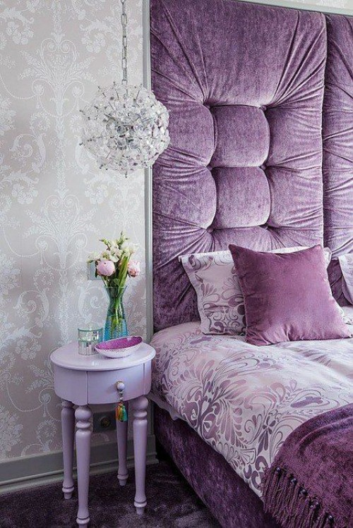 Grau und Flieder Farbe herrliches Farbduo für jedes stilvolle Schlafzimmer