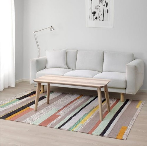 Ikea Katalog 2019 Brönden rug handgewebter bunt gestreifter Teppich