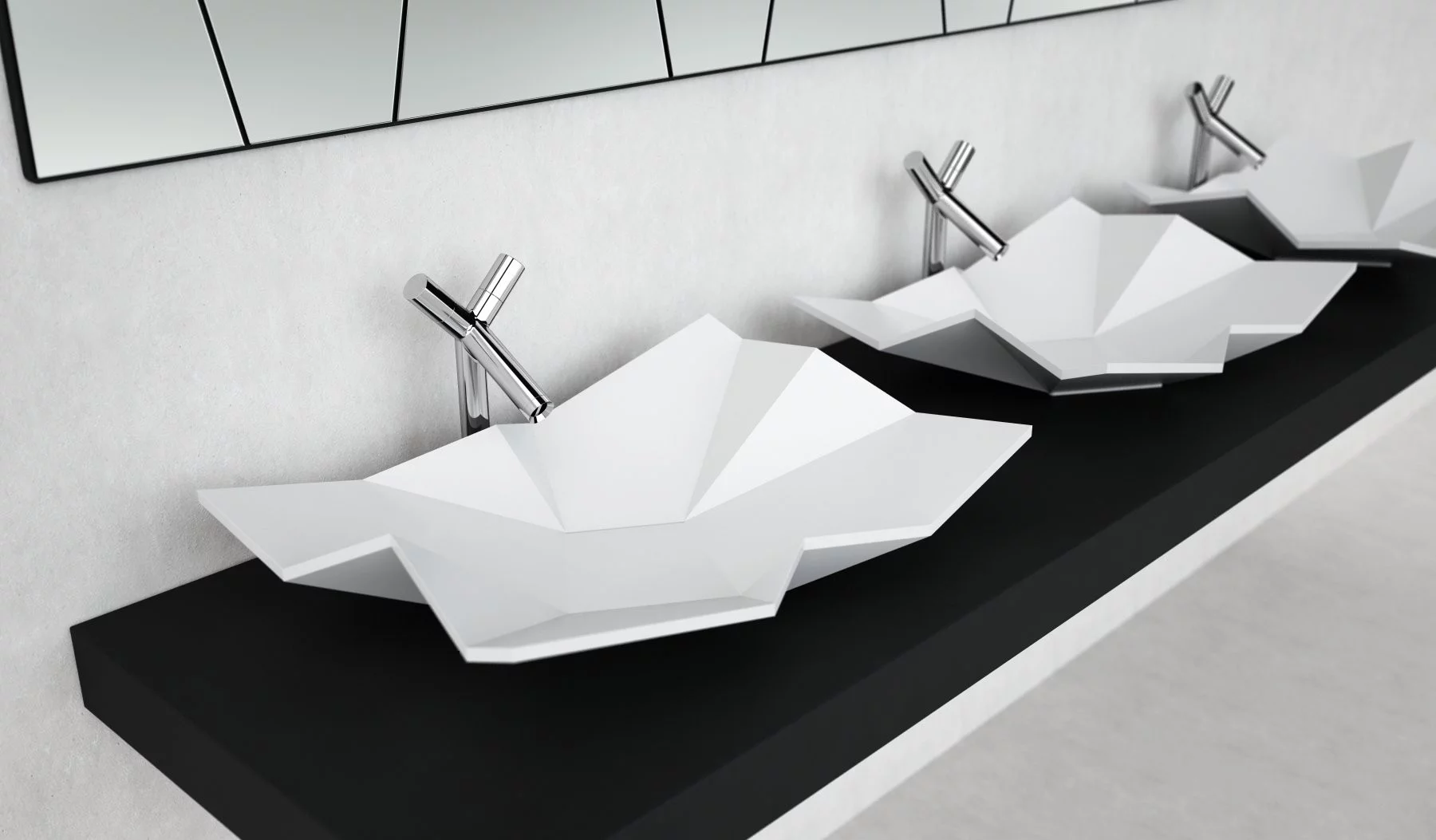 design waschbecken weiß auf schwarz