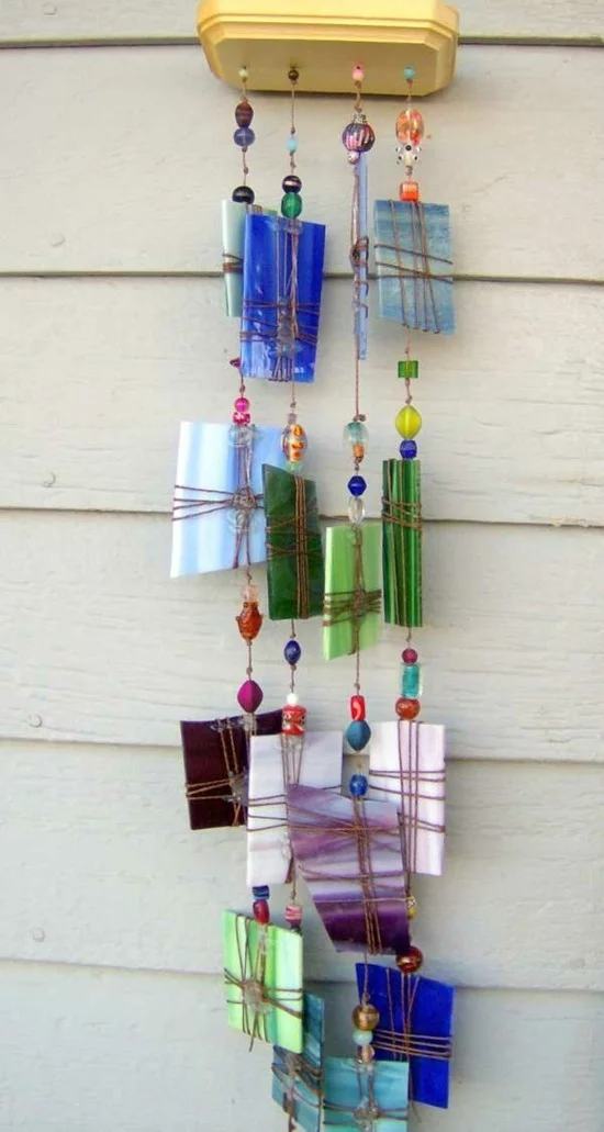 DIY Deko Windspiel aus Glas und Glasperlen 