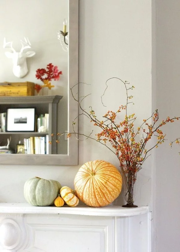 stilvolle Herbstdeko aus Naturmaterialien selber machen mit Kürbissen 
