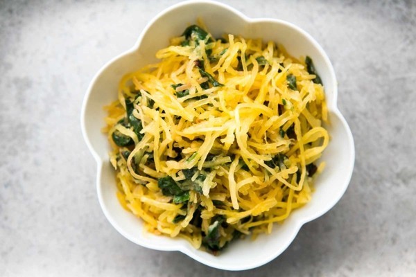 spaghettikürbis rezept mit spinat und käse