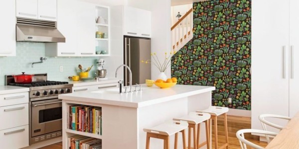 Küchendesign Ideen grelle Farbakzente in Orange ergänzen das Raumdesign