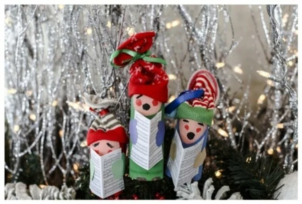 ausgefallene weihnachtsdeko selber machen aus klopapierrollen