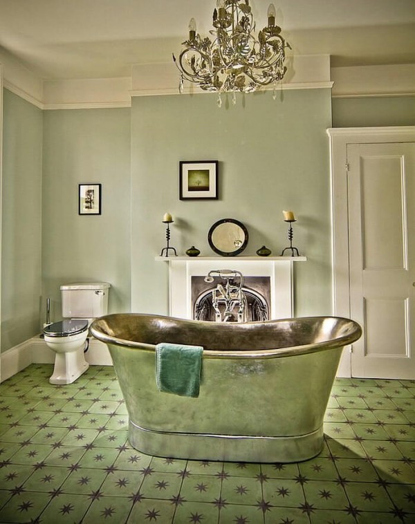 badezimmergestaltung antik und grün