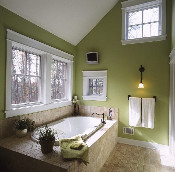 badezimmergestaltung zwei tolle grünen wände