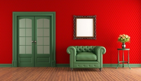 farben wohnzimmer rot grüne kontraste