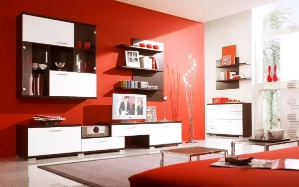 farben wohnzimmer rote rahmen