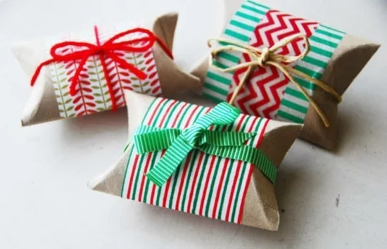 geschenkverpackung basteln mit klorollen zu weihnachten