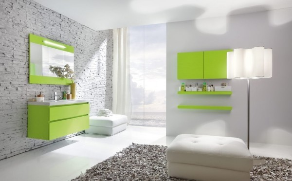 grelle grüne details für die badezimmergestaltung