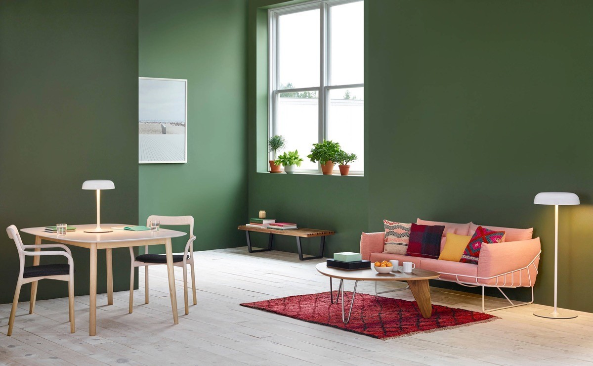 grün, rot und braun wohnzimmer farben