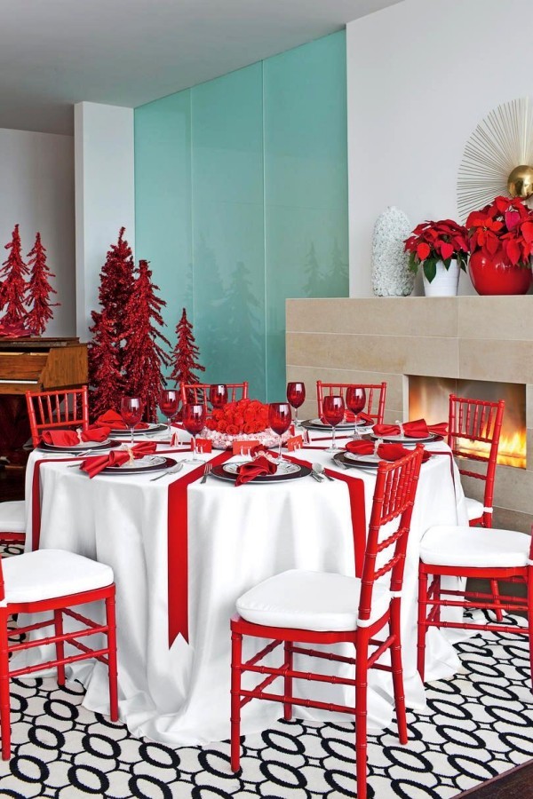 weihnachtliche Tischdeko rot weiß gesammt