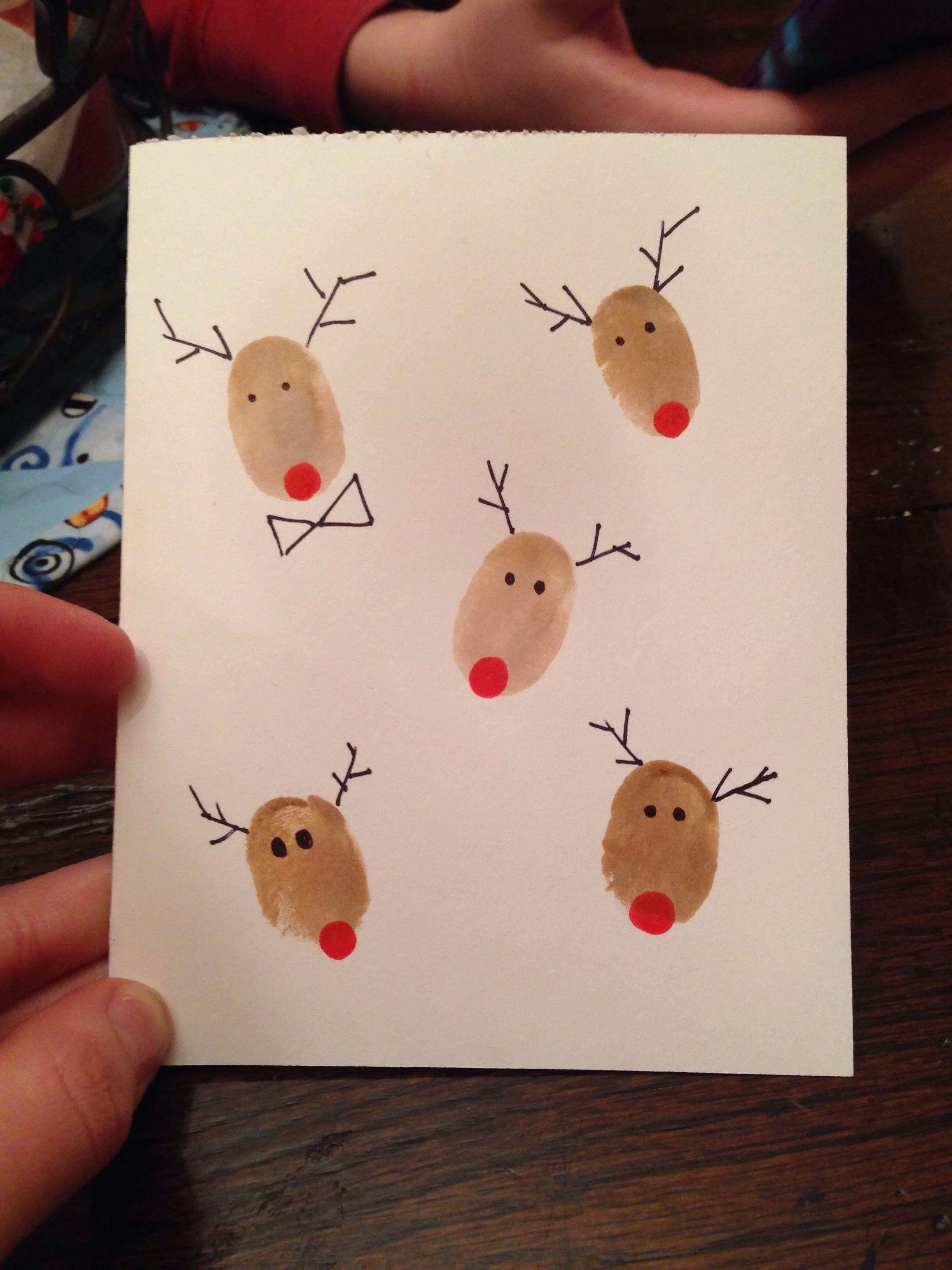 weihnachtskarten basteln mit fingern