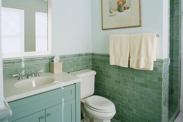 weiß und grün badezimmergestaltung