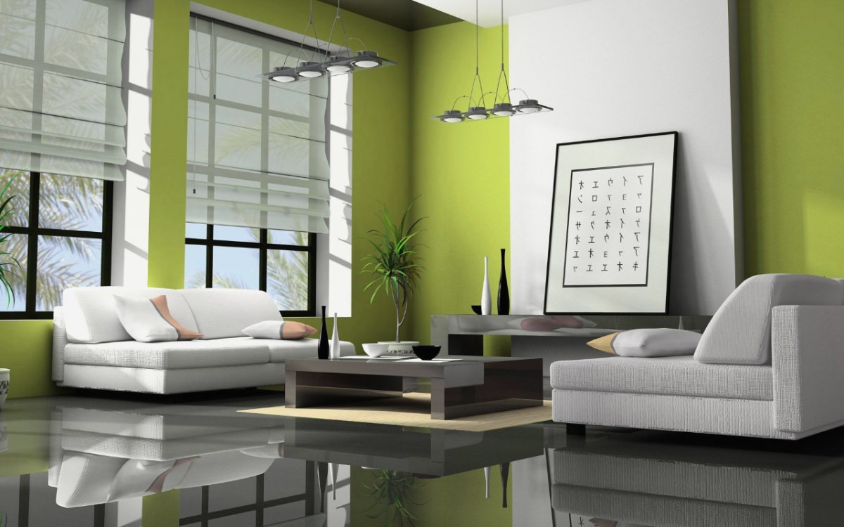 wohnzimmer farben grün für hohe decken