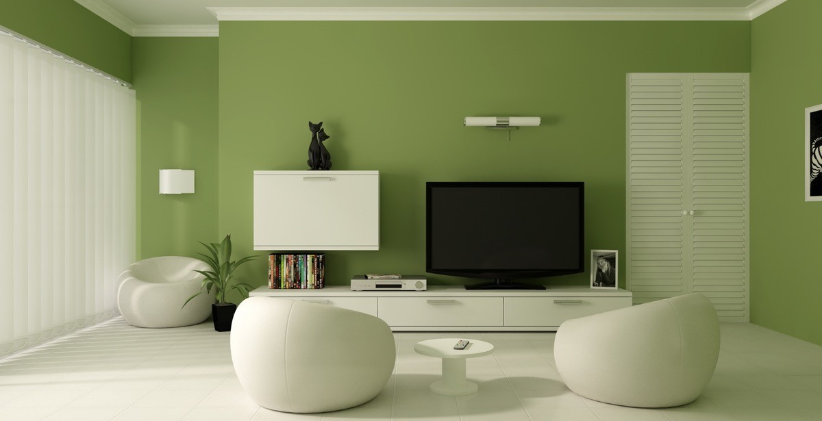 wohnzimmer farben grün und weiß