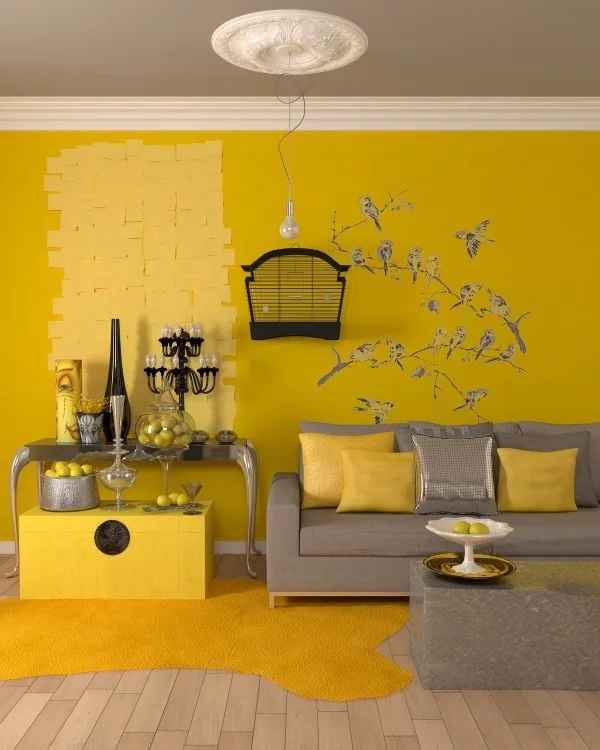 deko ideen mutiges design mit sehr viel gelb