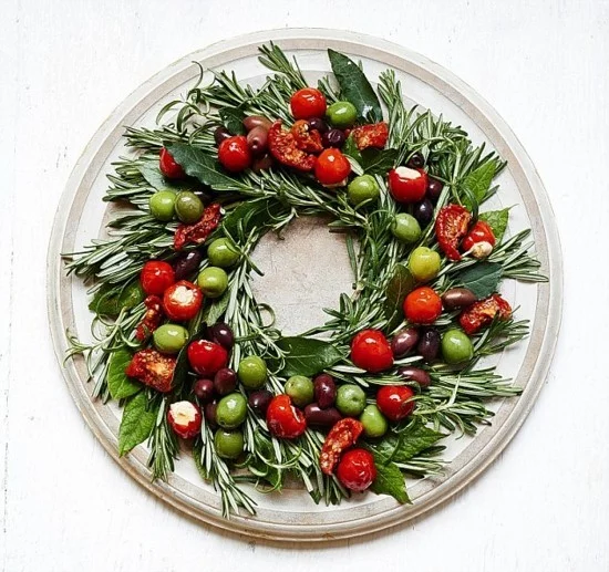 oliven tomaten weihnachtskranz selber machen