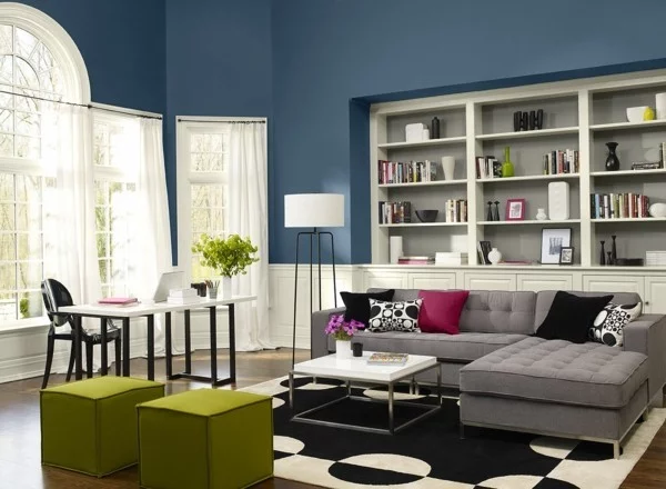 blaue wandfarben ideen wohnzimmer