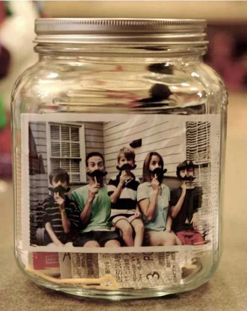 glas mit tollem familien foto geschenke