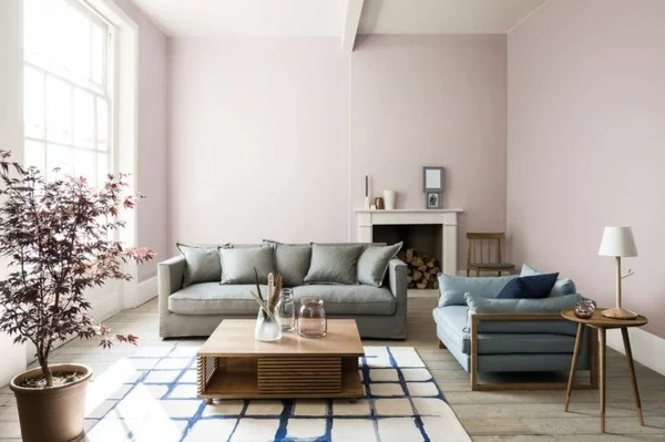 helles rosa wandfarben ideen wohnzimmer